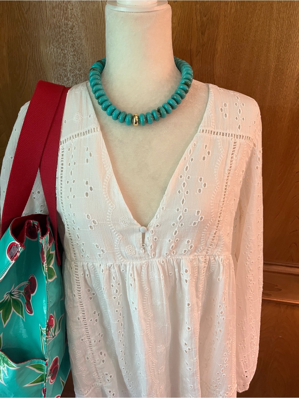 Sz XL Zara White Eyelet Vneck Long Sleeve Mini Dress - Picture 6 of 16